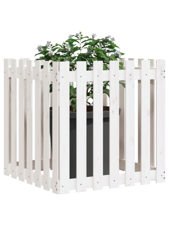 Zahradní truhlík plotový design bílý 70x70x70 cm masiv borovice