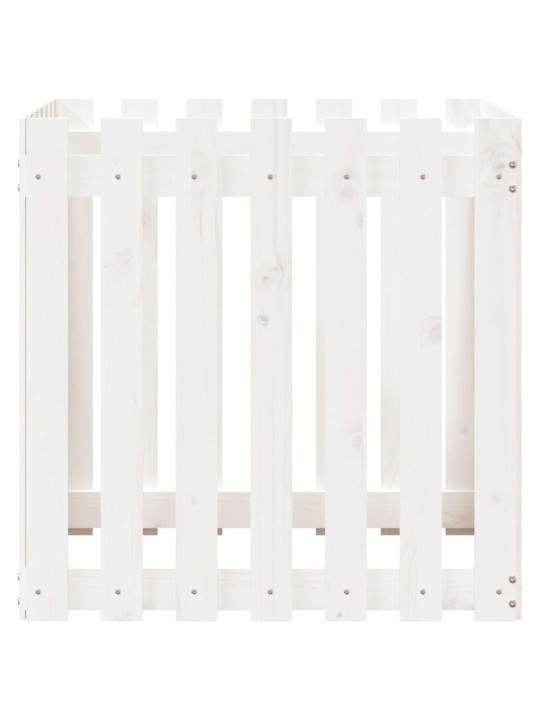Zahradní truhlík plotový design bílý 70x70x70 cm masiv borovice