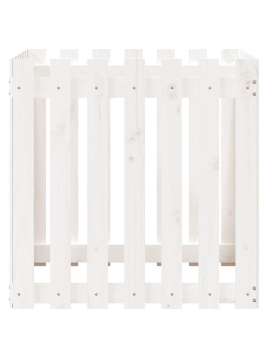 Zahradní truhlík plotový design bílý 70x70x70 cm masiv borovice