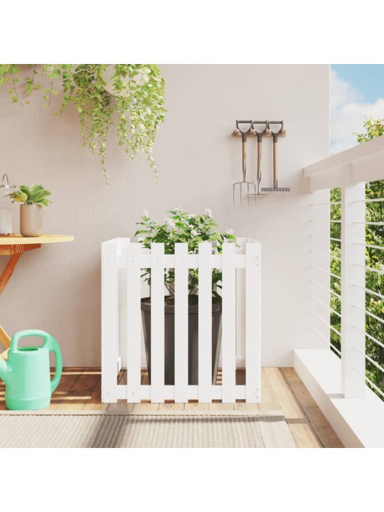 Zahradní truhlík plotový design bílý 70x70x70 cm masiv borovice