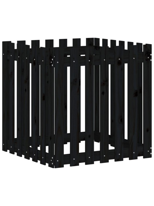 Zahradní truhlík plotový design černý 70x70x70cm masiv borovice