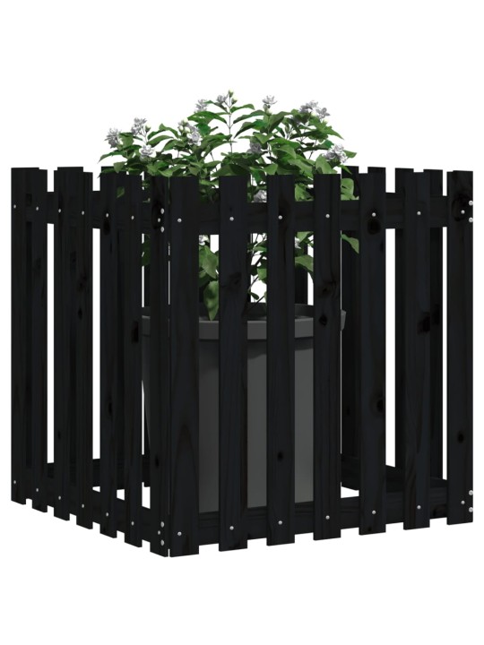 Zahradní truhlík plotový design černý 70x70x70cm masiv borovice