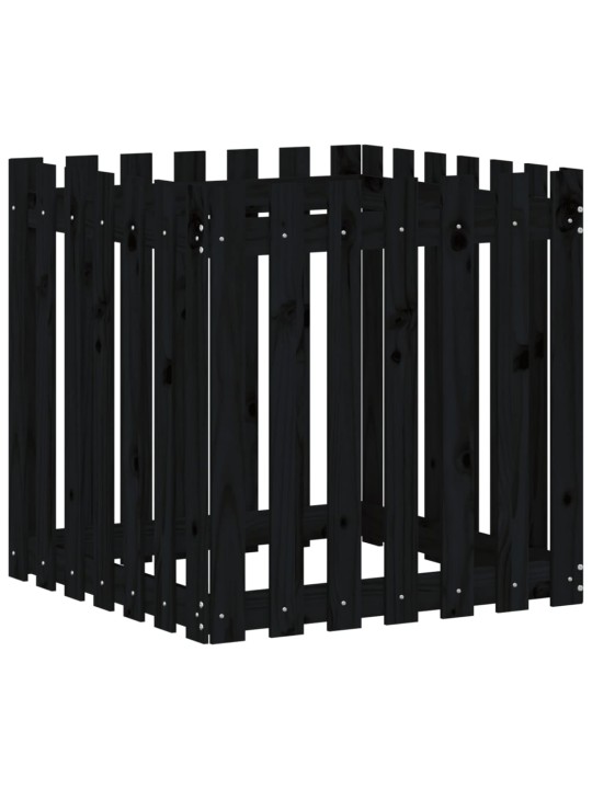 Zahradní truhlík plotový design černý 70x70x70cm masiv borovice