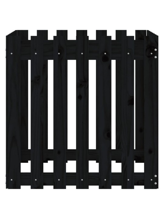 Zahradní truhlík plotový design černý 70x70x70cm masiv borovice
