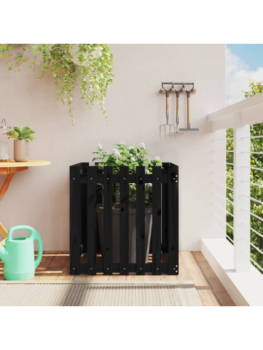Zahradní truhlík plotový design černý 70x70x70cm masiv borovice