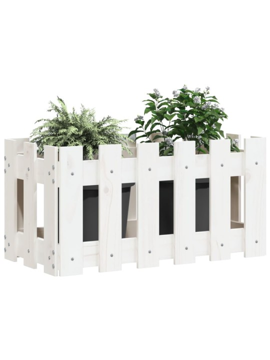 Zahradní truhlík plotový design bílý 60x30x30 cm masiv borovice