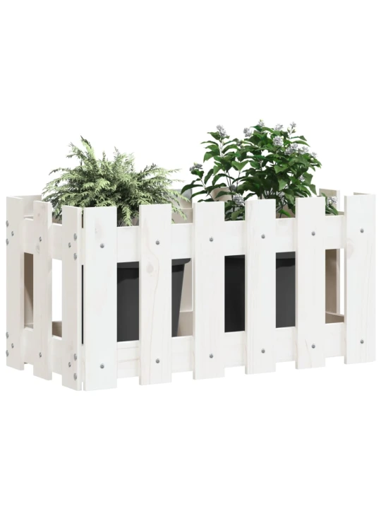Zahradní truhlík plotový design bílý 60x30x30 cm masiv borovice