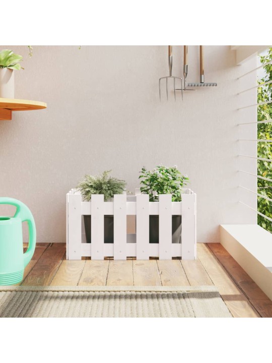 Zahradní truhlík plotový design bílý 60x30x30 cm masiv borovice