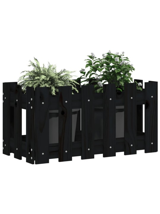 Zahradní truhlík plotový design černý 60x30x30cm masiv borovice