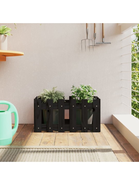 Zahradní truhlík plotový design černý 60x30x30cm masiv borovice