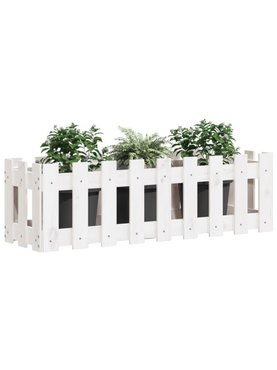Vyvýšený záhon plotový design bílý 100x30x30 cm masiv borovice