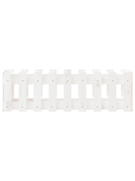 Vyvýšený záhon plotový design bílý 100x30x30 cm masiv borovice