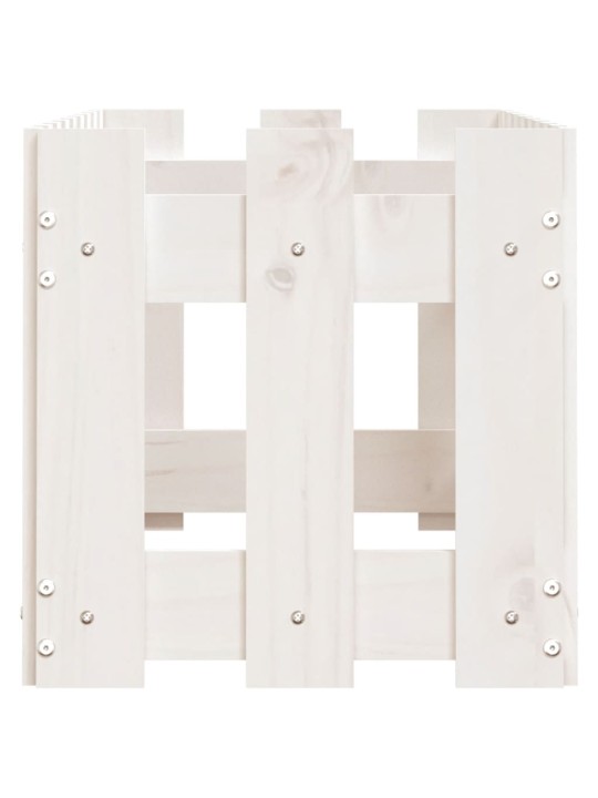 Vyvýšený záhon plotový design bílý 100x30x30 cm masiv borovice