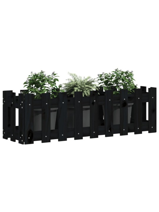 Vyvýšený záhon plotový design černý 100x30x30 cm masiv borovice