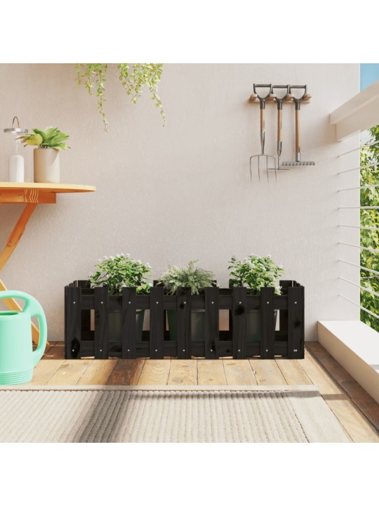 Vyvýšený záhon plotový design černý 100x30x30 cm masiv borovice