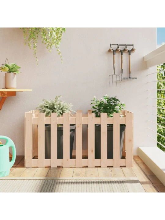 Vyvýšený záhon plotový design 100 x 50 x 50 cm masivní borovice