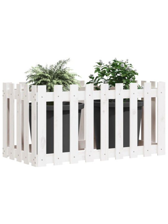 Vyvýšený záhon plotový design bílý 100x50x50 cm masiv borovice