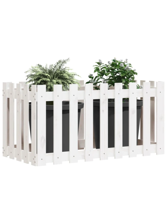 Vyvýšený záhon plotový design bílý 100x50x50 cm masiv borovice