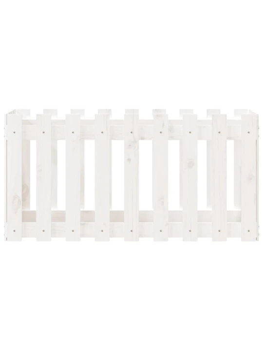 Vyvýšený záhon plotový design bílý 100x50x50 cm masiv borovice