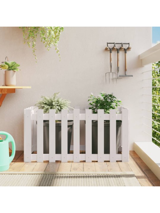 Vyvýšený záhon plotový design bílý 100x50x50 cm masiv borovice