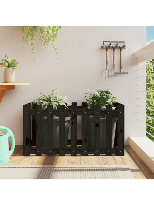 Vyvýšený záhon plotový design černý 100x50x50 cm masiv borovice