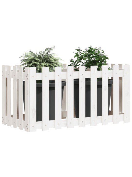 Vyvýšený záhon plotový design bílý 100x50x70 cm masiv borovice