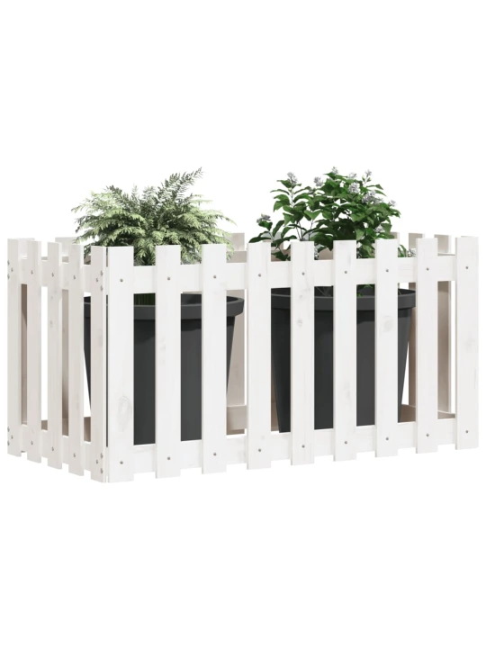 Vyvýšený záhon plotový design bílý 100x50x70 cm masiv borovice
