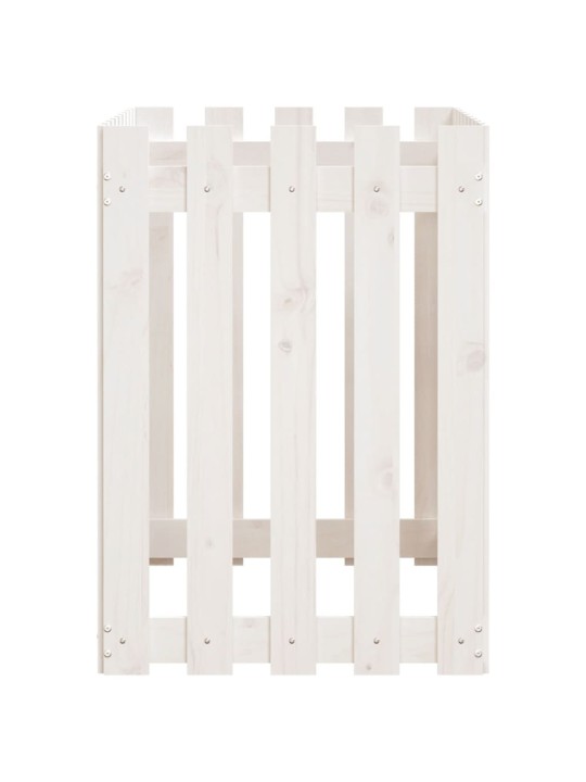 Vyvýšený záhon plotový design bílý 100x50x70 cm masiv borovice