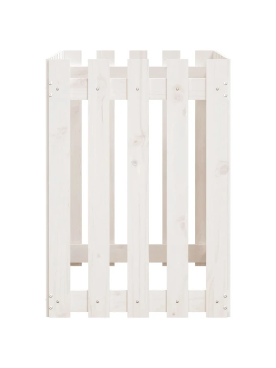 Vyvýšený záhon plotový design bílý 100x50x70 cm masiv borovice