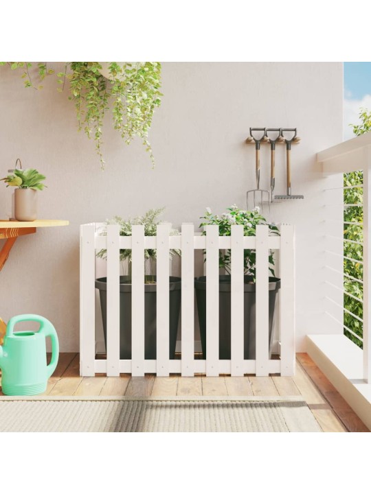 Vyvýšený záhon plotový design bílý 100x50x70 cm masiv borovice