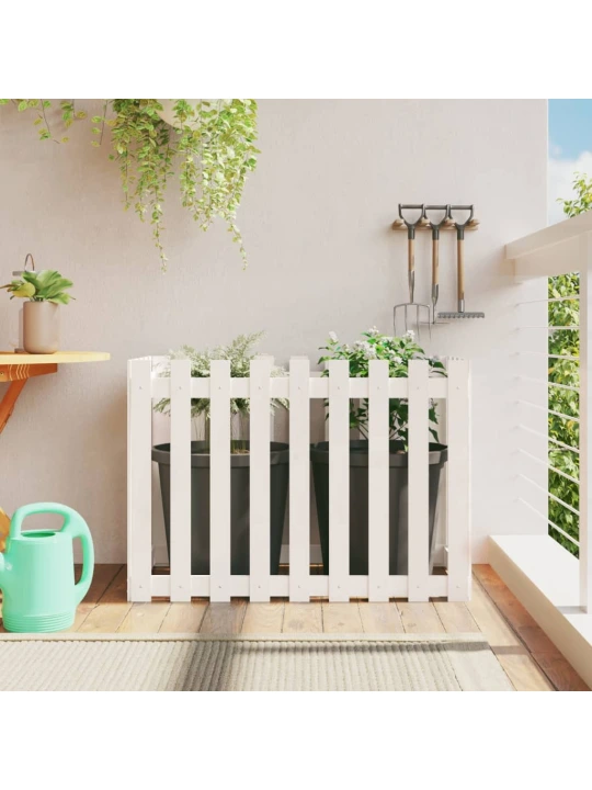 Vyvýšený záhon plotový design bílý 100x50x70 cm masiv borovice