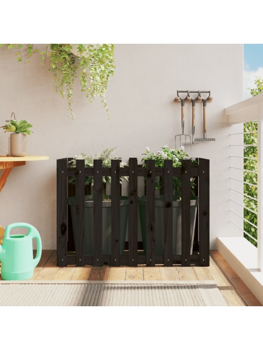 Vyvýšený záhon plotový design černý 100x50x70 cm masiv borovice