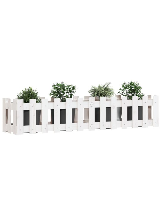 Vyvýšený záhon plotový design bílý 150x30x30 cm masiv borovice