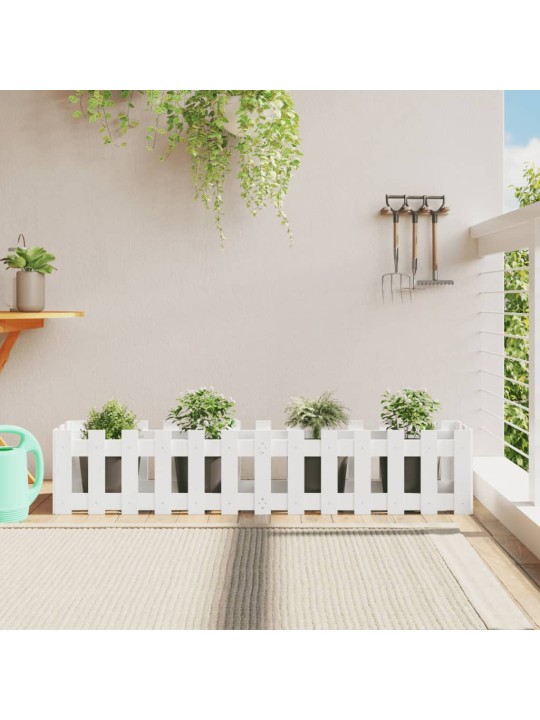 Vyvýšený záhon plotový design bílý 150x30x30 cm masiv borovice