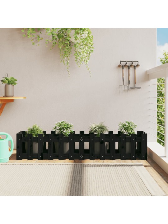 Vyvýšený záhon plotový design černý 150x30x30 cm masiv borovice