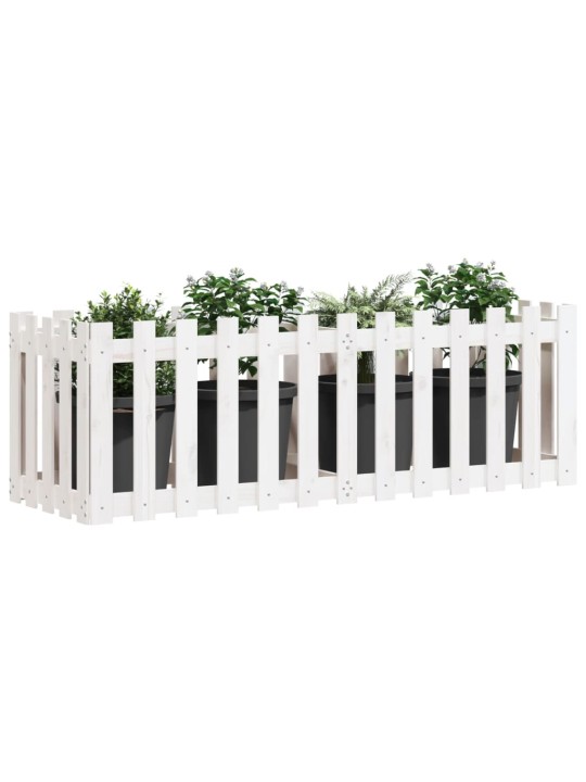 Vyvýšený záhon plotový design bílý 150x50x50 cm masiv borovice