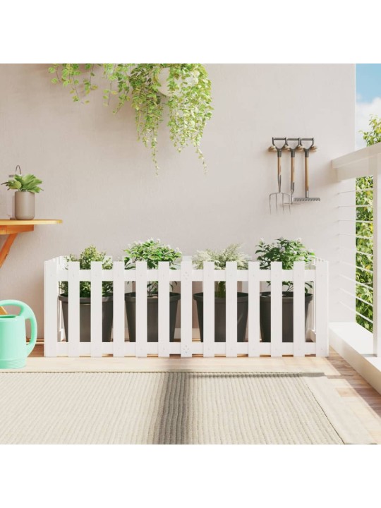 Vyvýšený záhon plotový design bílý 150x50x50 cm masiv borovice