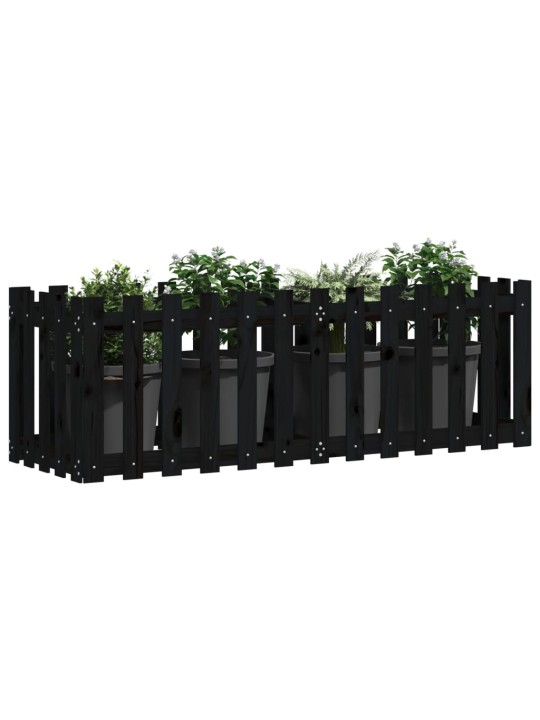 Vyvýšený záhon plotový design černý 150x50x50 cm masiv borovice