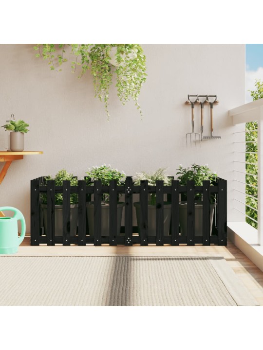 Vyvýšený záhon plotový design černý 150x50x50 cm masiv borovice