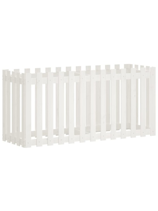 Vyvýšený záhon plotový design bílý 150x50x70 cm masiv borovice