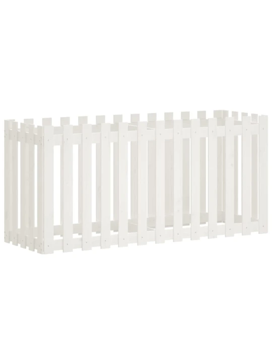 Vyvýšený záhon plotový design bílý 150x50x70 cm masiv borovice