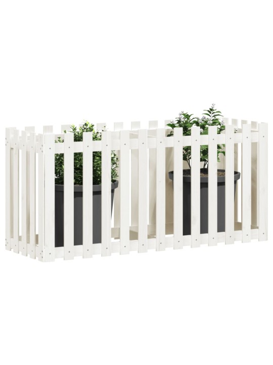 Vyvýšený záhon plotový design bílý 150x50x70 cm masiv borovice