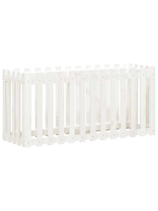 Vyvýšený záhon plotový design bílý 150x50x70 cm masiv borovice