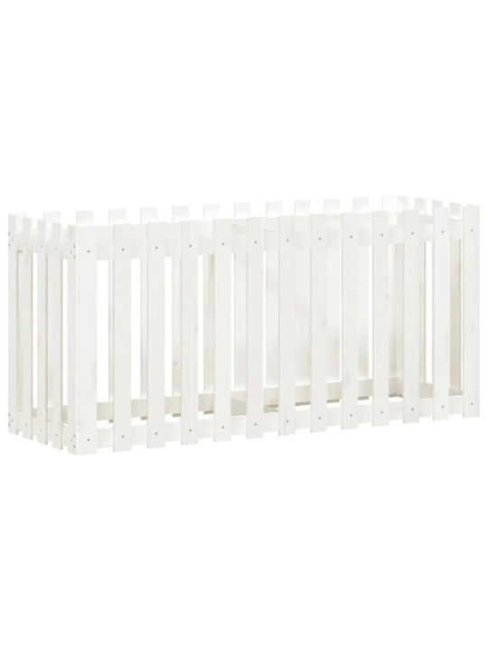 Vyvýšený záhon plotový design bílý 150x50x70 cm masiv borovice