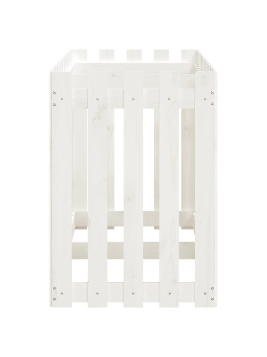 Vyvýšený záhon plotový design bílý 150x50x70 cm masiv borovice