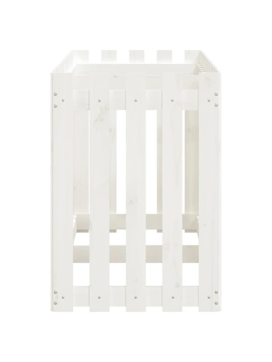 Vyvýšený záhon plotový design bílý 150x50x70 cm masiv borovice