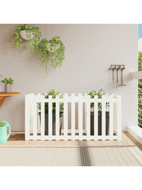 Vyvýšený záhon plotový design bílý 150x50x70 cm masiv borovice