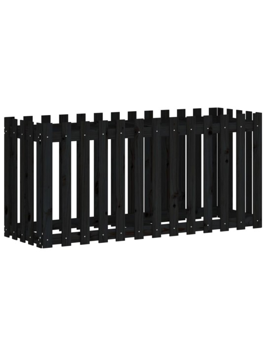 Vyvýšený záhon plotový design černý 150x50x70 cm masiv borovice