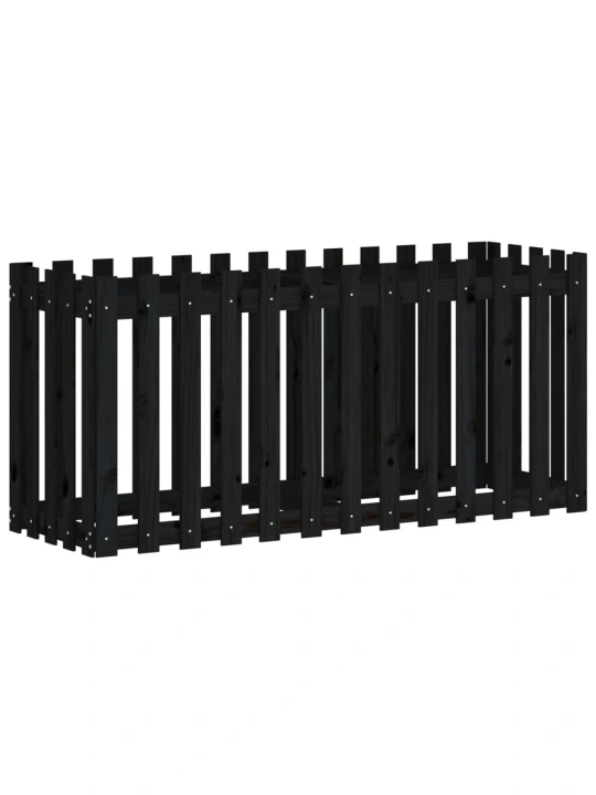 Vyvýšený záhon plotový design černý 150x50x70 cm masiv borovice