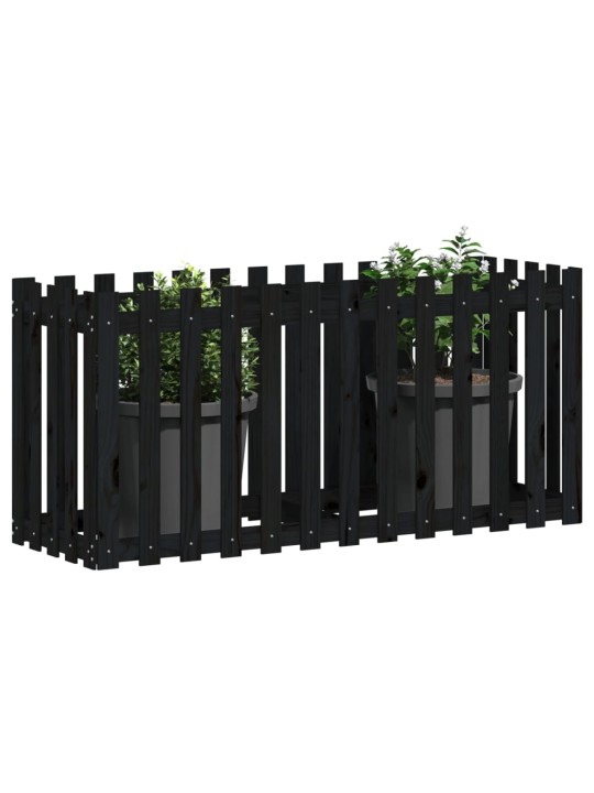 Vyvýšený záhon plotový design černý 150x50x70 cm masiv borovice
